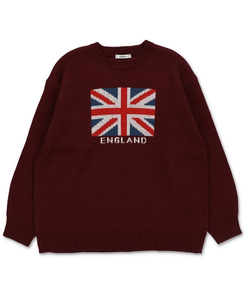 SPINNS（スピンズ）の「WORLD国旗ビッグジャガードニット（ニット/セーター・レディース・キナリ/杢グレー/バーガンディー/ネイビー・ONESIZE）」の8枚目の写真