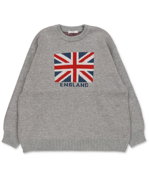 SPINNS（スピンズ）の「WORLD国旗ビッグジャガードニット（ニット/セーター・レディース・キナリ/杢グレー/バーガンディー/ネイビー・ONESIZE）」の9枚目の写真