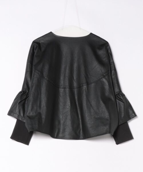 ketty cherie（ケティシェリー）の「フェイクレザーフリルレイヤードジャケット（ブルゾン・レディース・ブラック/ブラウン・M）」の3枚目の写真