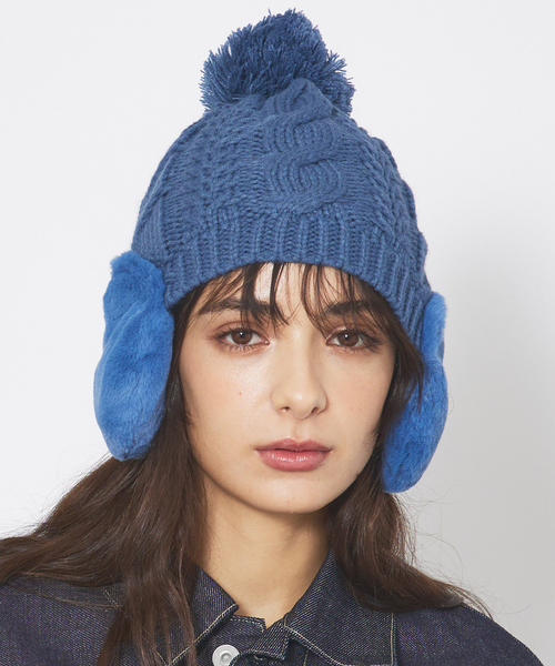 Ruben（ルーベン）の「【RUBEN / ルーベン】イヤーマフ付き裏ボアニットキャップ / RUS-8053（ニットキャップ/ビーニー・レディース・ブルー/アイボリー/ライトグレー/ベージュ/ラベンダー/グレー/ブラック/グレイッシュベージュ・フリー）」の7枚目の写真