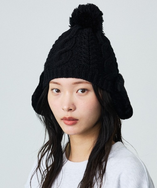 Ruben（ルーベン）の「【RUBEN / ルーベン】イヤーマフ付き裏ボアニットキャップ / RUS-8053（ニットキャップ/ビーニー・レディース・ブルー/アイボリー/ライトグレー/ベージュ/ラベンダー/グレー/ブラック/グレイッシュベージュ・フリー）」の3枚目の写真