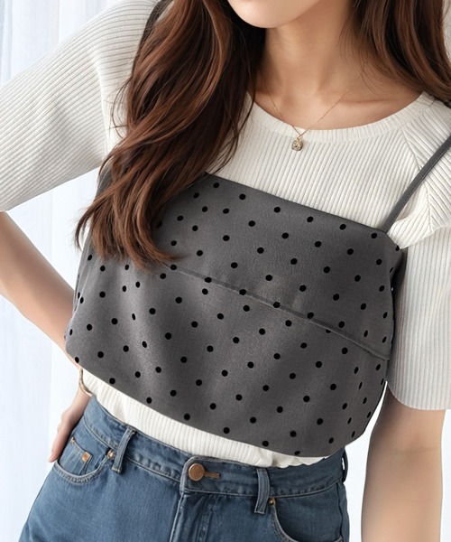 セール】大人魅せ♪ドット柄＆調整自在2wayリボンキャミソールビスチェ