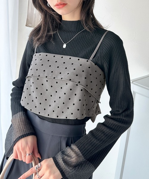 classicalelf(クラシカルエルフ)の「大人魅せ♪ドット柄&調整自在2wayリボンキャミソールビスチェ(セットアップ可能)(キャミソール・レディース・チャコール/ブラック・X-LARGE/SMALL/MEDIUM/LARGE)」の7枚目の写真