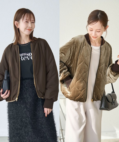 ROPE' PICNIC(ロペピクニック)の「ベロア×タフタリバーシブルブルゾン(ブルゾン・レディース・ダークブラウン/ブラック・38)」の18枚目の写真