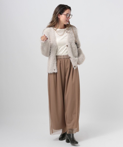 BAYFLOW（ベイフロー）の「[柔らかな着心地]シャギーニットカーディガン（カーディガン/ボレロ・レディース・チャコール/ライトグレー/ブルーグリーン・FREE）」の4枚目の写真