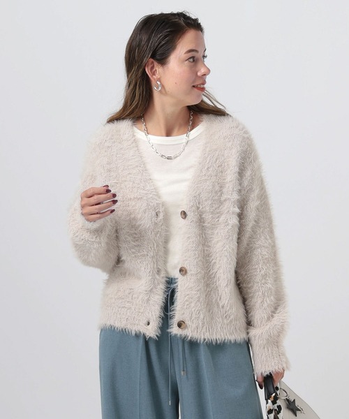 BAYFLOW（ベイフロー）の「[柔らかな着心地]シャギーニットカーディガン（カーディガン/ボレロ・レディース・チャコール/ライトグレー/ブルーグリーン・FREE）」の6枚目の写真