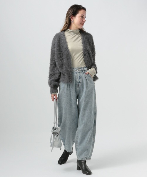 BAYFLOW（ベイフロー）の「[柔らかな着心地]シャギーニットカーディガン（カーディガン/ボレロ・レディース・チャコール/ライトグレー/ブルーグリーン・FREE）」の9枚目の写真