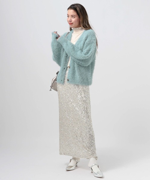 BAYFLOW（ベイフロー）の「[柔らかな着心地]シャギーニットカーディガン（カーディガン/ボレロ・レディース・チャコール/ライトグレー/ブルーグリーン・FREE）」の12枚目の写真