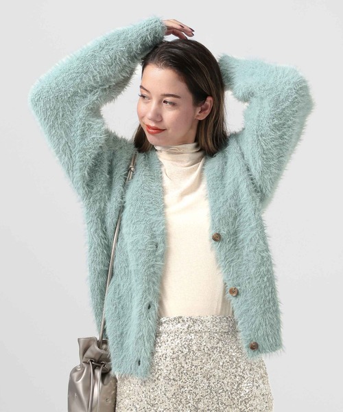 BAYFLOW（ベイフロー）の「[柔らかな着心地]シャギーニットカーディガン（カーディガン/ボレロ・レディース・チャコール/ライトグレー/ブルーグリーン・FREE）」の14枚目の写真