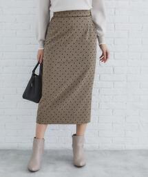 index | 千鳥フロッキードットタイトスカート【洗濯機洗い可】(スカート)