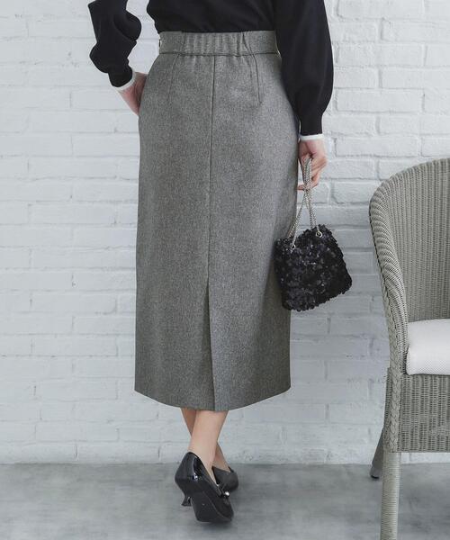 index（インデックス）の「◆千鳥フロッキードットタイトスカート【洗濯機洗い可】（スカート・レディース・ダークブラウン系/グレー/ブラック・36/38/40）」の6枚目の写真