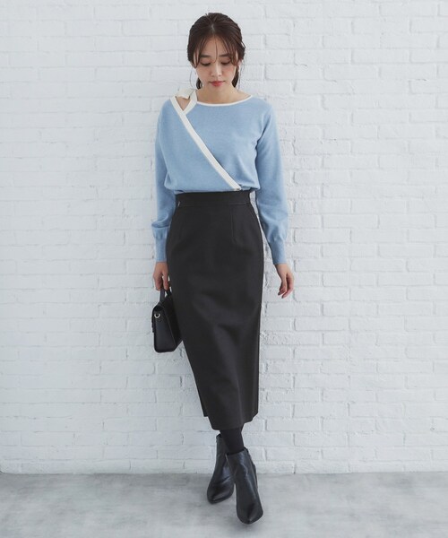 index（インデックス）の「◆千鳥フロッキードットタイトスカート【洗濯機洗い可】（スカート・レディース・ダークブラウン系/グレー/ブラック・36/38/40）」の11枚目の写真