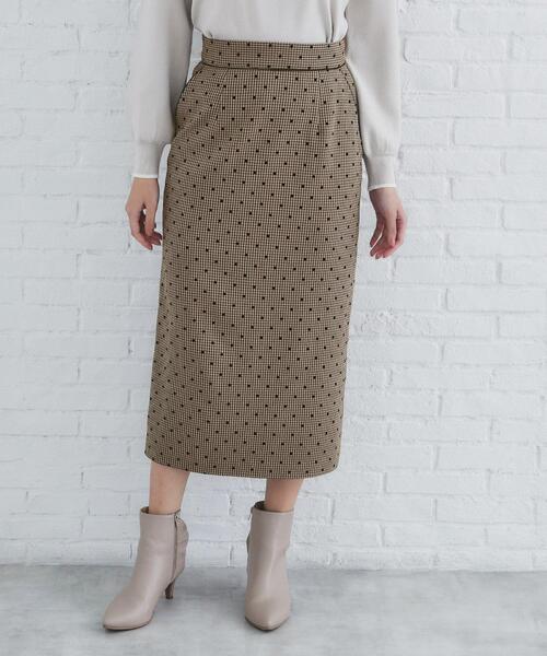 index（インデックス）の「◆千鳥フロッキードットタイトスカート【洗濯機洗い可】（スカート・レディース・ダークブラウン系/グレー/ブラック・36/38/40）」の17枚目の写真