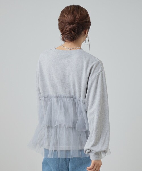 Cutie Blonde（キューティーブロンド）の「◆【S-LL】一枚でサマになる チュールドッキング ロゴスウェット（スウェット・レディース・ブラウン系その他/グレー/チャコールグレー・01/02/03/04）」の5枚目の写真