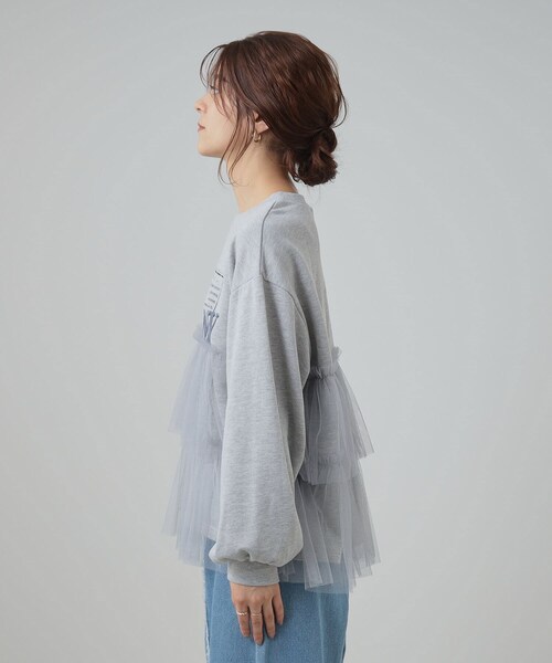 Cutie Blonde（キューティーブロンド）の「◆【S-LL】一枚でサマになる チュールドッキング ロゴスウェット（スウェット・レディース・ブラウン系その他/グレー/チャコールグレー・01/02/03/04）」の17枚目の写真