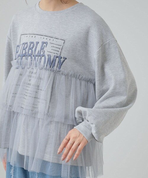 Cutie Blonde（キューティーブロンド）の「◆【S-LL】一枚でサマになる チュールドッキング ロゴスウェット（スウェット・レディース・ブラウン系その他/グレー/チャコールグレー・01/02/03/04）」の20枚目の写真