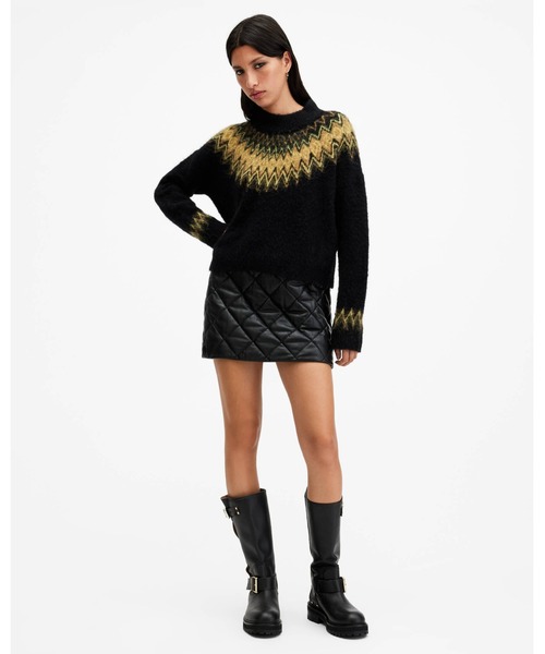 ALLSAINTS(オールセインツ)の「CLYDE FAIR ISLE FUNNEL NECK JUMPER | CLYDE FAIR ISLE ファンネル ネック ニット・セーター(ニット/セーター・レディース・ブラック・XS/S/M)」の4枚目の写真
