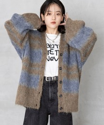 RAGEBLUE（レイジブルー）の「ボーダーシャギーニットカーディガン（カーディガン/ボレロ）」