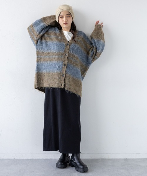 【セール】ボーダーシャギーニットカーディガン（カーディガン/ボレロ）｜RAGEBLUE（レイジブルー）