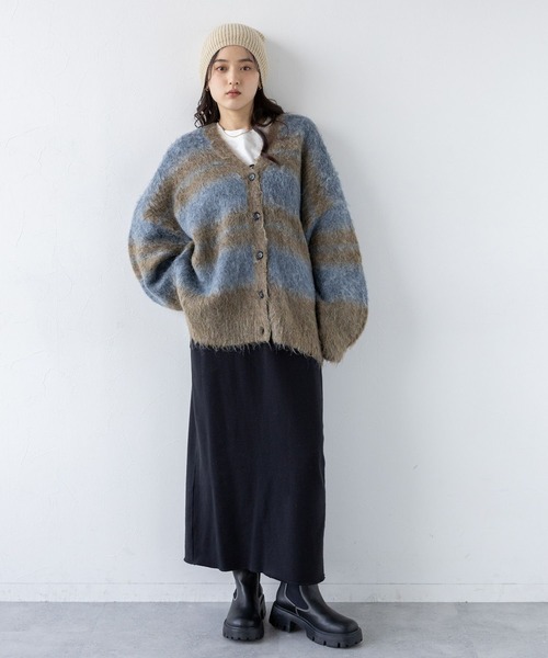 【セール】ボーダーシャギーニットカーディガン（カーディガン/ボレロ）｜RAGEBLUE（レイジブルー）