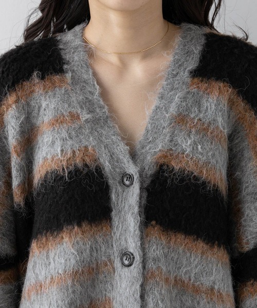 【セール】ボーダーシャギーニットカーディガン（カーディガン/ボレロ）｜RAGEBLUE（レイジブルー）