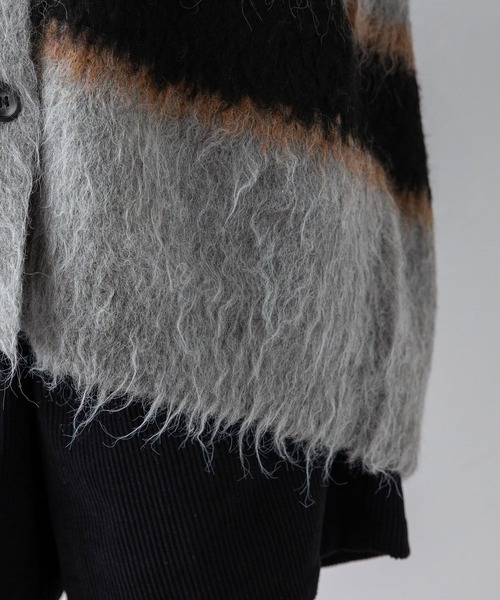 【セール】ボーダーシャギーニットカーディガン（カーディガン/ボレロ）｜RAGEBLUE（レイジブルー）