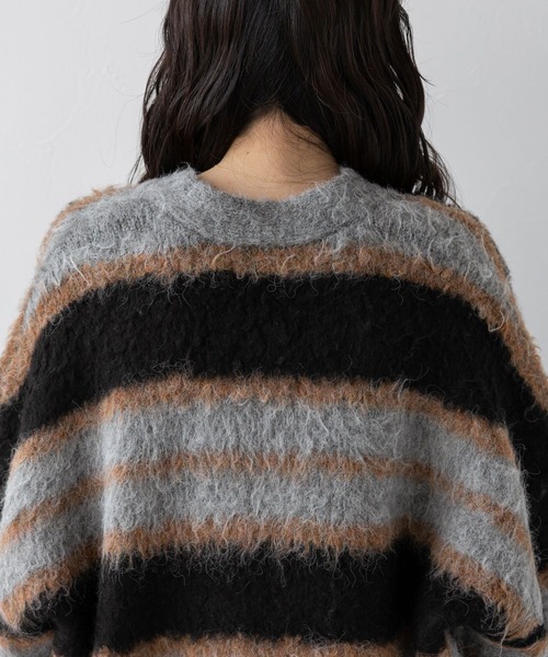 【セール】ボーダーシャギーニットカーディガン（カーディガン/ボレロ）｜RAGEBLUE（レイジブルー）