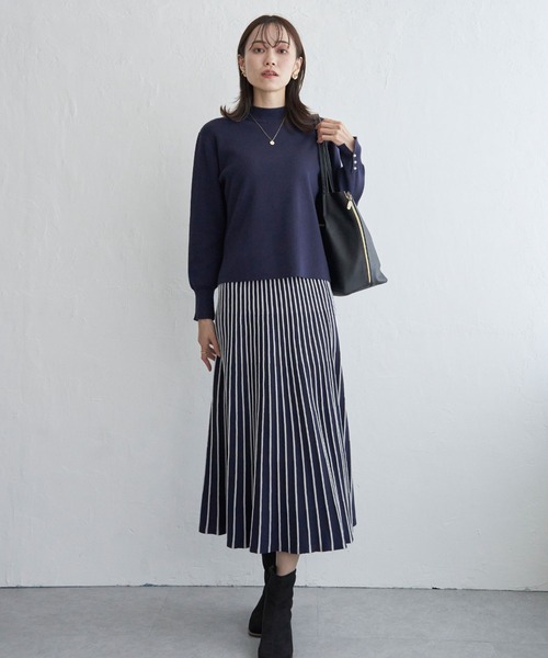 【セール】配色ニットアップ（ワンピース）｜IKKA LOUNGE（イッカラウンジ） 5,045円