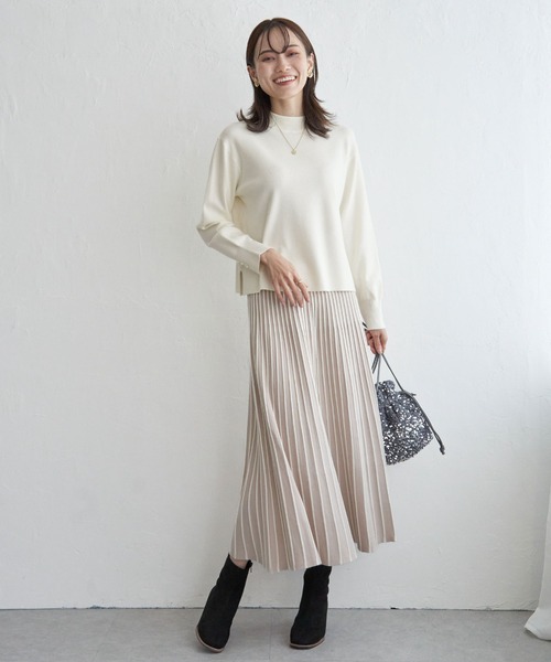 IKKA LOUNGE(イッカラウンジ)の「配色ニットアップ(ワンピース・レディース・ブルー/ベージュ/ブラック・M/L/S)」の7枚目の写真