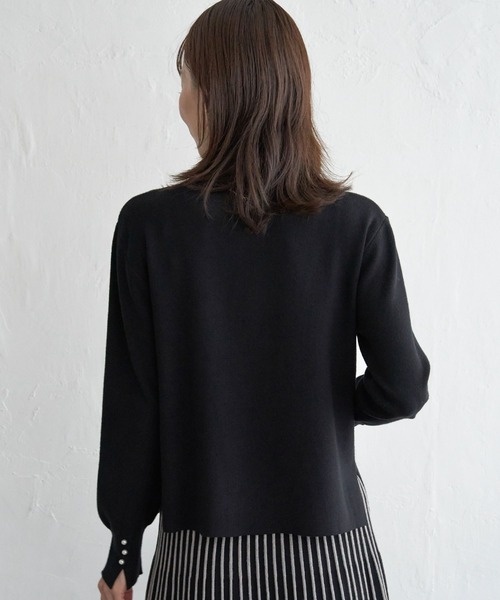 IKKA LOUNGE(イッカラウンジ)の「配色ニットアップ(ワンピース・レディース・ブルー/ベージュ/ブラック・M/L/S)」の14枚目の写真