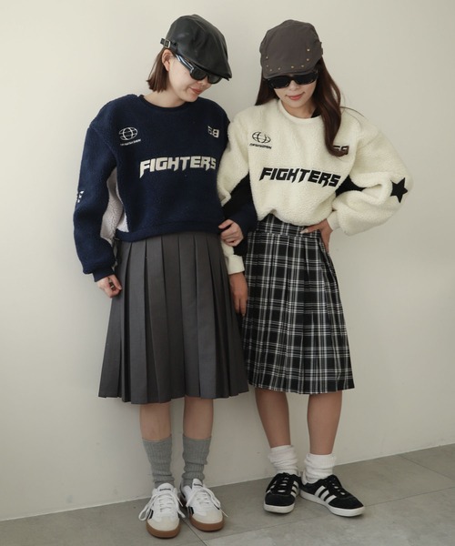 WEGO(ウィゴー)の「WEGO/スポーツグラフィックボアショートプルオーバー(スウェット・レディース・ネイビー/ホワイト・FREE)」の14枚目の写真