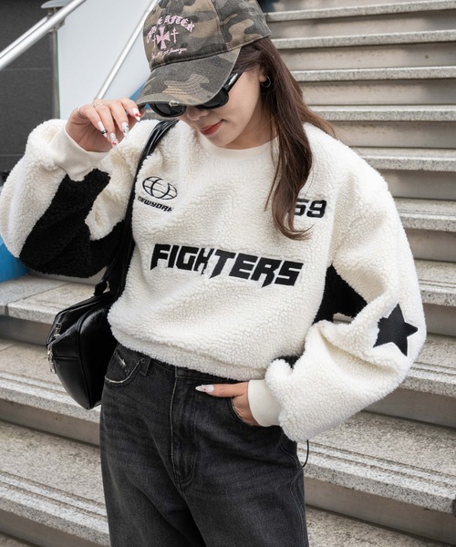 WEGO(ウィゴー)の「WEGO/スポーツグラフィックボアショートプルオーバー(スウェット・レディース・ネイビー/ホワイト・FREE)」の19枚目の写真