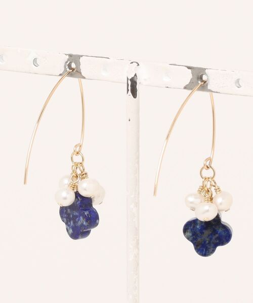 tone（トーン）の「【jebi】【jebi】14kgf / 揺れる天然石と淡水パール(MA)（ピアス（両耳用）・レディース・ブルー/ライトブルー/ネイビー/ピンク・FREE）」の20枚目の写真