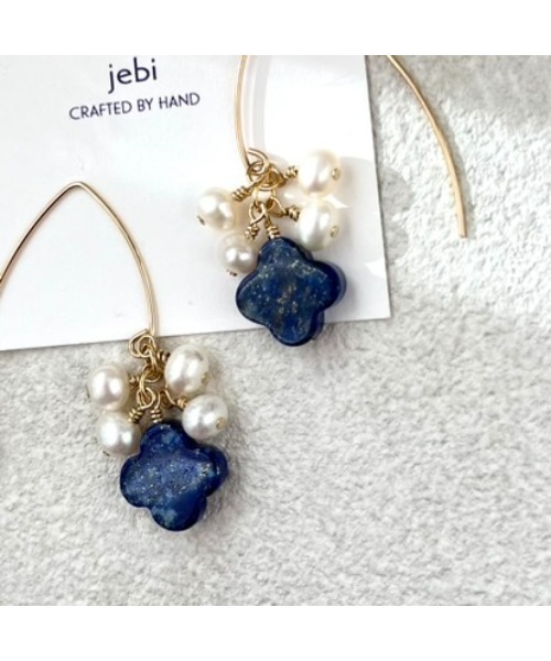 tone（トーン）の「【jebi】【jebi】14kgf / 揺れる天然石と淡水パール(MA)（ピアス（両耳用）・レディース・ブルー/ライトブルー/ネイビー/ピンク・FREE）」の12枚目の写真