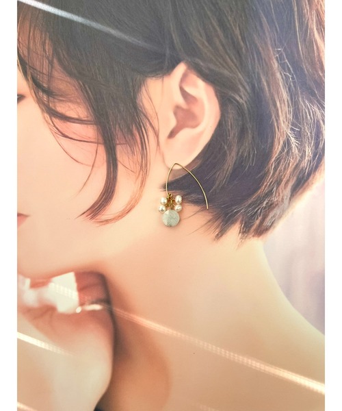 tone（トーン）の「【jebi】【jebi】14kgf / 揺れる天然石と淡水パール(MA)（ピアス（両耳用）・レディース・ブルー/ライトブルー/ネイビー/ピンク・FREE）」の18枚目の写真
