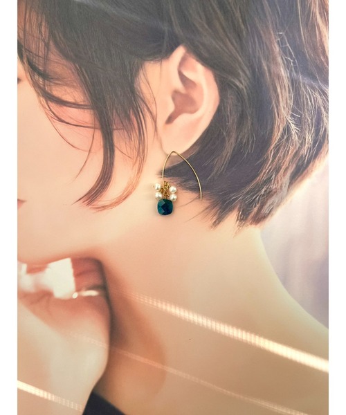 tone（トーン）の「【jebi】【jebi】14kgf / 揺れる天然石と淡水パール(MA)（ピアス（両耳用）・レディース・ブルー/ライトブルー/ネイビー/ピンク・FREE）」の19枚目の写真