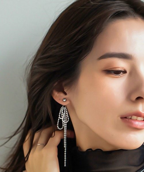 kirakiraShop（キラキラショップ）の「リボン モチーフ ボールチェーン ピアス（ピアス（両耳用）・レディース・ゴールド/シルバー・FREE）」の7枚目の写真