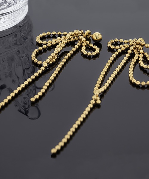 kirakiraShop（キラキラショップ）の「リボン モチーフ ボールチェーン ピアス（ピアス（両耳用）・レディース・ゴールド/シルバー・FREE）」の14枚目の写真