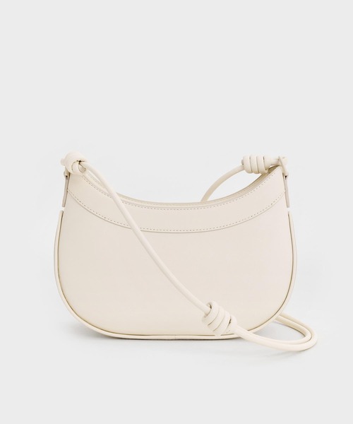 CHARLES & KEITH◆Sabine キャンバス カーブショルダーバッグ Sabine サビーヌ キャンバスノットストラップカーブショルダー