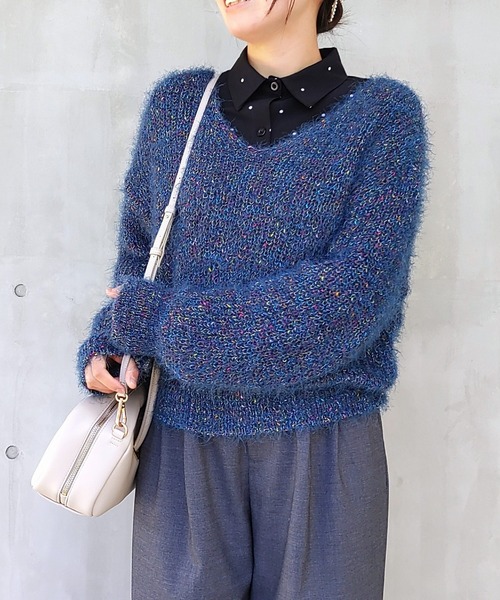 【極美品】MADISONBLUE ガウンニット2024年モデル 異素材ミックス セール】ミックスカラーニット（ニット/セーター）｜Q（キュー）の