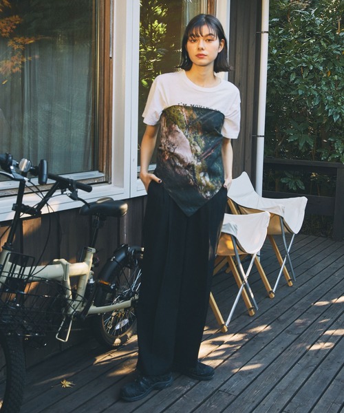 Unblend】サイド配色メッシュ切替え スラックス MONO-MART