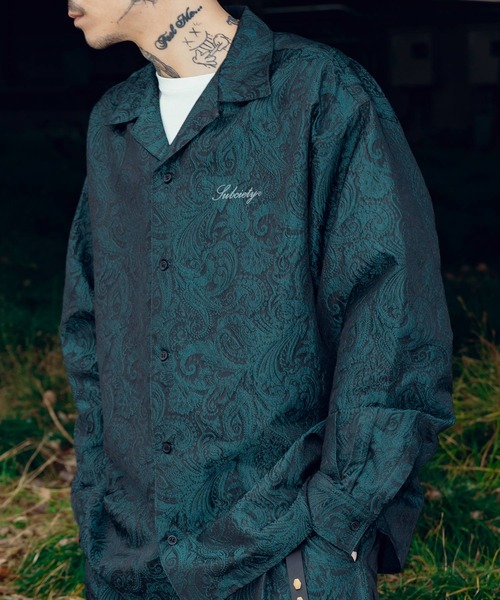 Paisley open collar L/S shirt