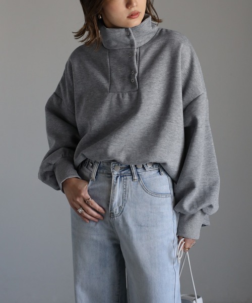 アンチピリング加工裏起毛ハイネックプルオーバー（スウェット