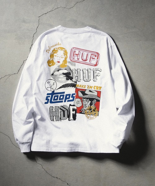 HUF（ハフ）の「MASHUP LS TEE（Tシャツ/カットソー・メンズ・ホワイト/ブラック/ナチュラル・XX-LARGE/X-SMALL/LARGE/X-LARGE/MEDIUM/SMALL）」の2枚目の写真