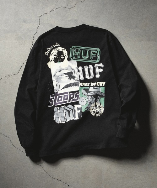 HUF（ハフ）の「MASHUP LS TEE（Tシャツ/カットソー・メンズ・ホワイト/ブラック/ナチュラル・XX-LARGE/X-SMALL/LARGE/X-LARGE/MEDIUM/SMALL）」の3枚目の写真