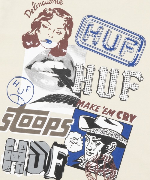 HUF（ハフ）の「MASHUP LS TEE（Tシャツ/カットソー・メンズ・ホワイト/ブラック/ナチュラル・XX-LARGE/X-SMALL/LARGE/X-LARGE/MEDIUM/SMALL）」の14枚目の写真