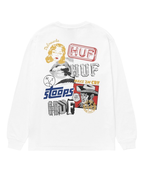 HUF（ハフ）の「MASHUP LS TEE（Tシャツ/カットソー・メンズ・ホワイト/ブラック/ナチュラル・XX-LARGE/X-SMALL/LARGE/X-LARGE/MEDIUM/SMALL）」の4枚目の写真