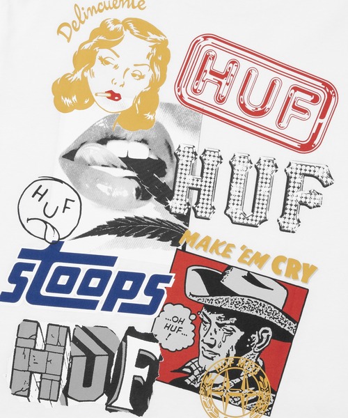 HUF（ハフ）の「MASHUP LS TEE（Tシャツ/カットソー・メンズ・ホワイト/ブラック/ナチュラル・XX-LARGE/X-SMALL/LARGE/X-LARGE/MEDIUM/SMALL）」の6枚目の写真