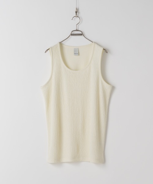 CASPER JOHN（キャスパージョン）の「Striped crepe tank top/楊柳タンクトップ（タンクトップ・メンズ・グレイッシュブルー/アイボリー/ブラック/ライトグレー/ピンク/ミント/マスタード/ブルー/グレー/ブラウン・X-SMALL/SMALL/MEDIUM/LARGE）」の11枚目の写真