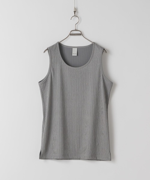 CASPER JOHN（キャスパージョン）の「Striped crepe tank top/楊柳タンクトップ（タンクトップ・メンズ・グレイッシュブルー/アイボリー/ブラック/ライトグレー/ピンク/ミント/マスタード/ブルー/グレー/ブラウン・X-SMALL/SMALL/MEDIUM/LARGE）」の17枚目の写真